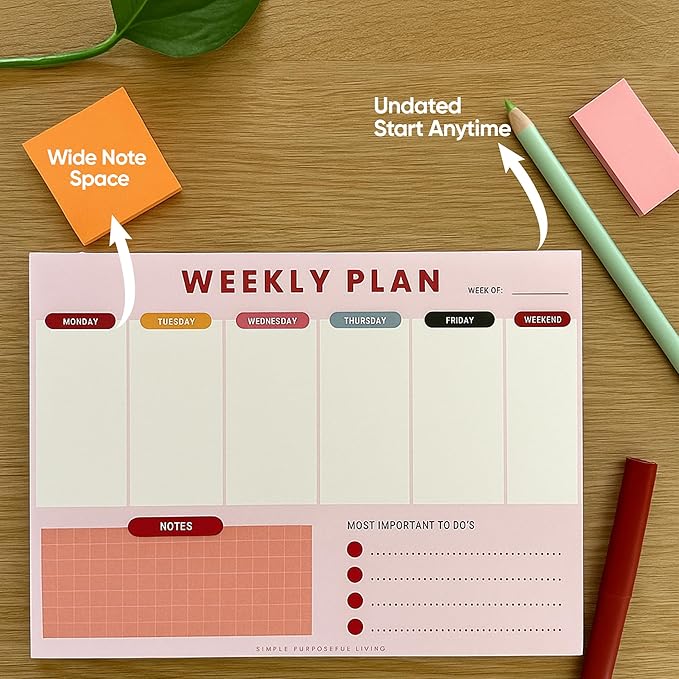 Weekly Planner Notepad – Tear-Off Weekly to do List Notepad, Weekl y Desk - Image 4