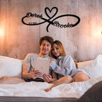 Personalized Valentines Metal Wall Sign, Custom Infinity Heart Love Couple Name - Image 2
