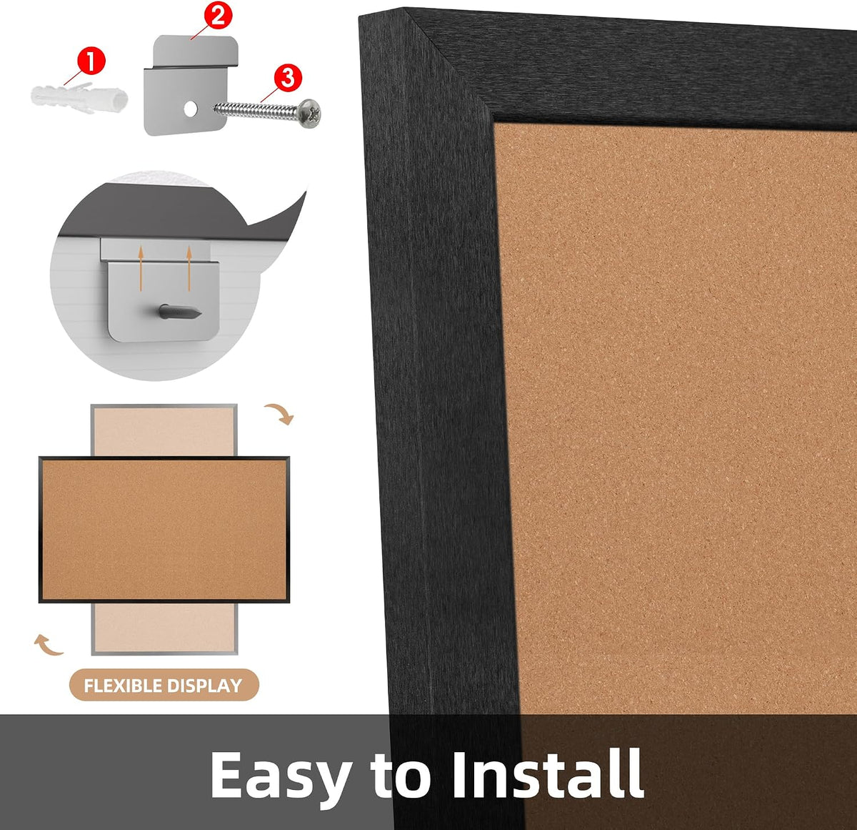 Extra Large Cork Bulletin Board 96" X 48", Black Wood Framed 8'...