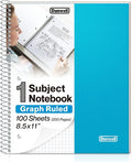 Dunwell Graph Paper Notebook 8.5 x 11 Plastic Cover, 100 Sheets, 4x4 Squares by Dunwell