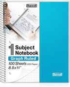Dunwell Graph Paper Notebook 8.5 x 11 Plastic Cover, 100 Sheets, 4x4 Squares by Dunwell