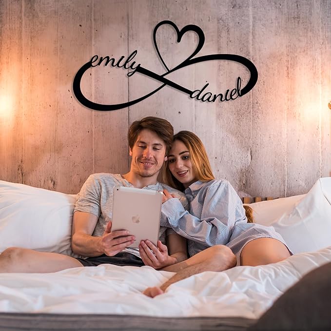 Personalized Valentines Day Metal Wall Sign, Custom Infinity Heart Love Couple - Image 2