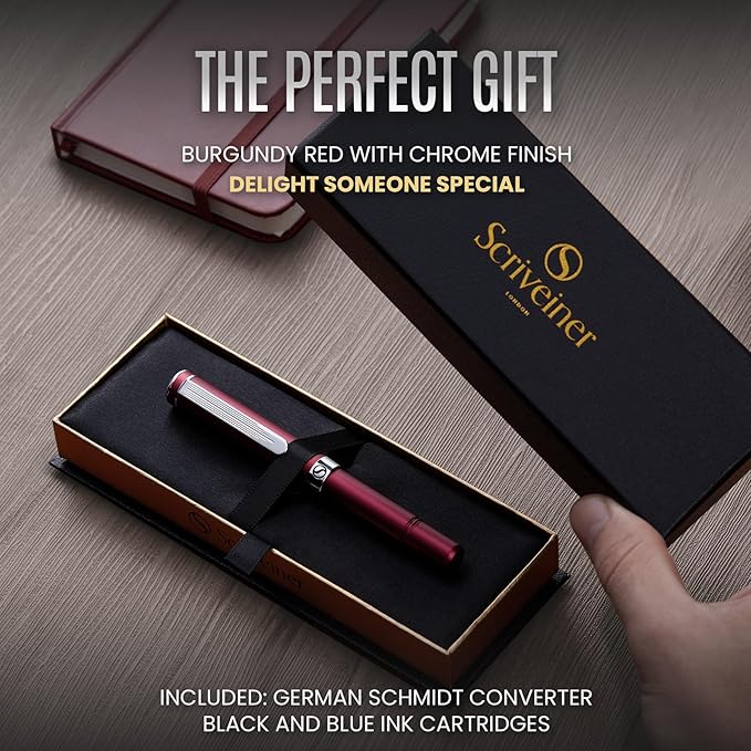 Scriveiner Luxury EDC Fountain Pen, Matt Red Pocket EDC - Image 3