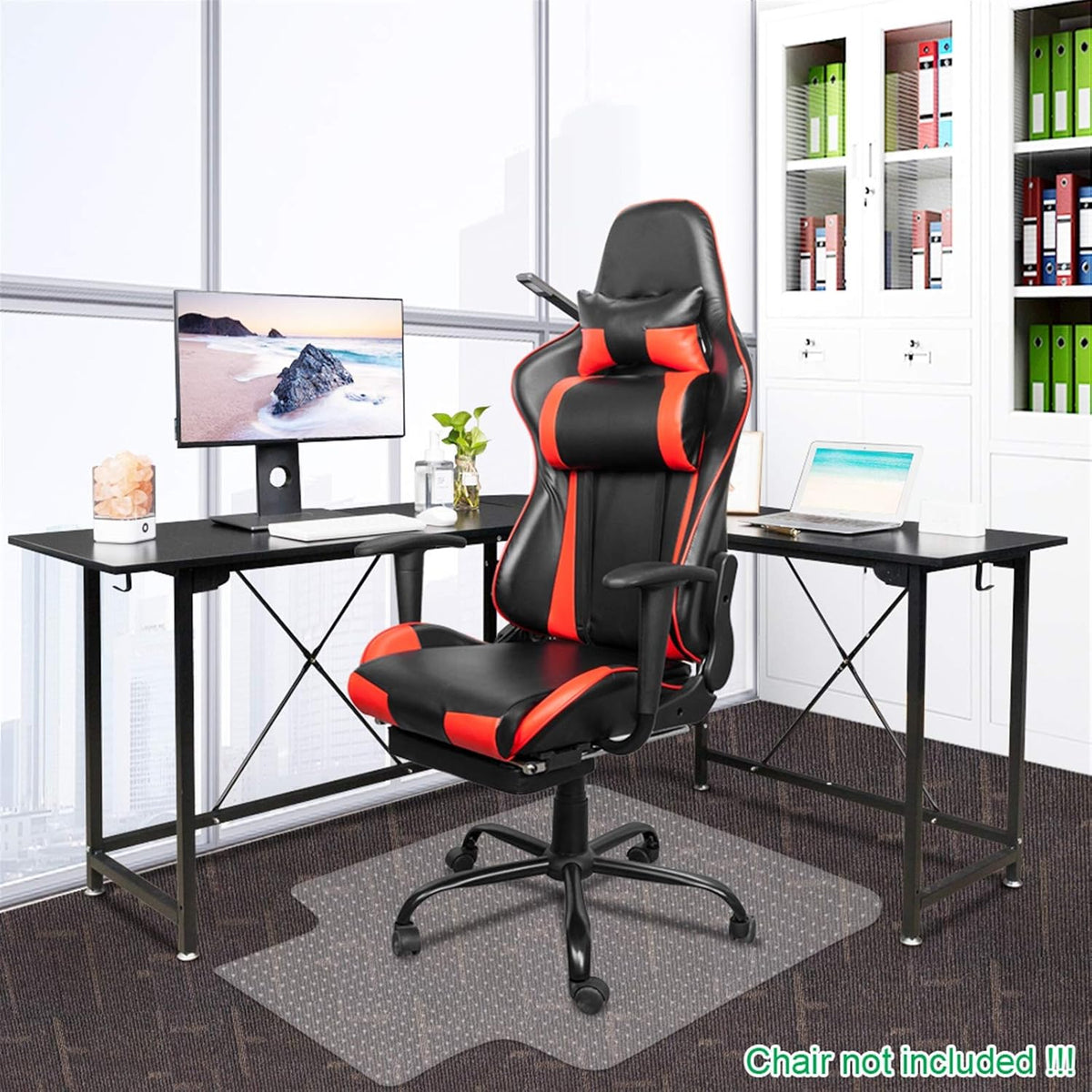 Transparent PVC Chair Mat with Lip for Carpet, 36"x48"