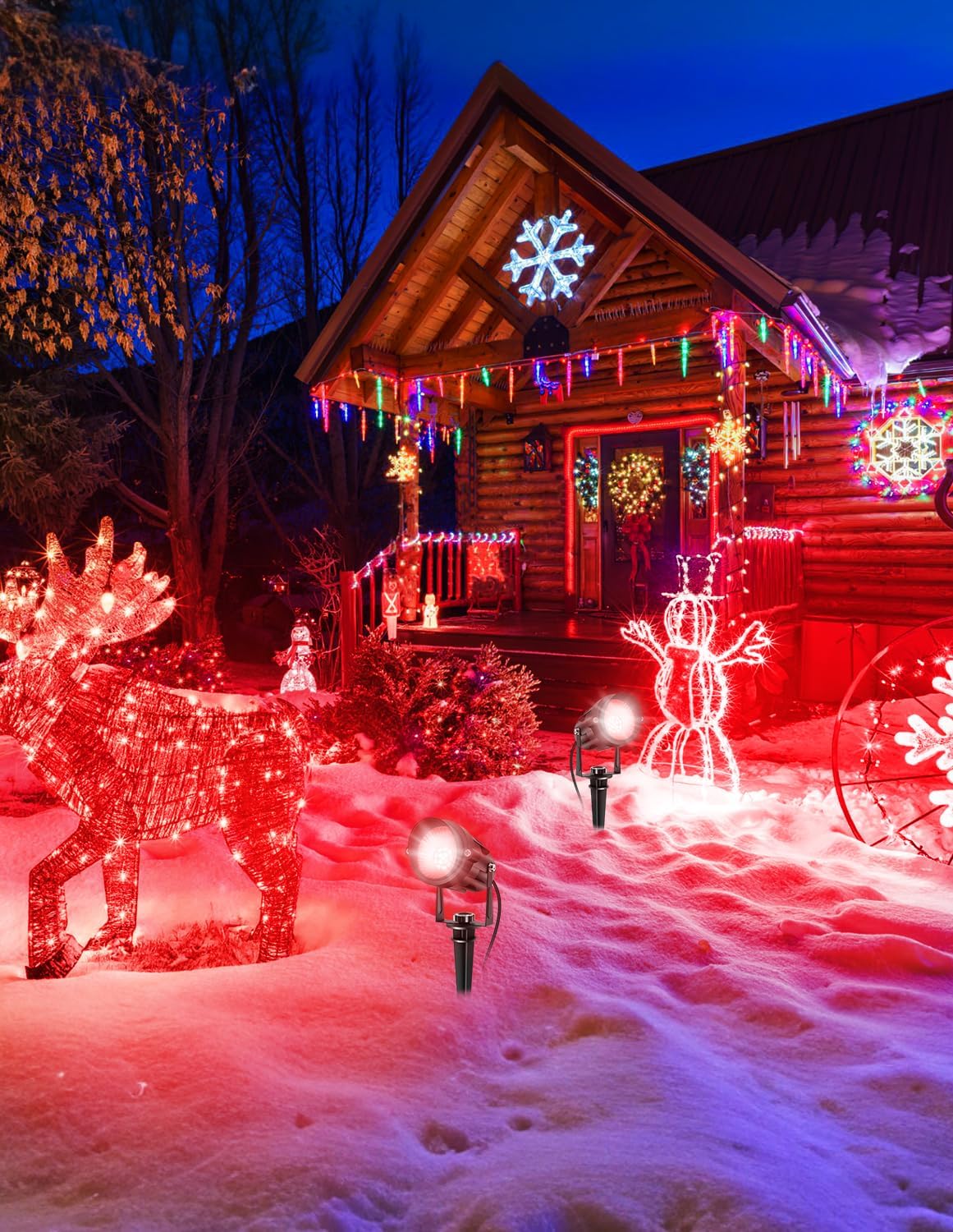 Halloween Red Landscape Lights Outdoor, 14 LED Landscape Lighting with US Plu...