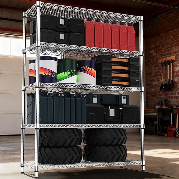M MZG 5 Tiers Shelf Metal Storage Shelves 3300 lbs Steel Storage Shelving - Image 2