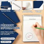 Engrowtic 12 Pack Graph Paper Spiral Notepad A5 Top Wirebound Notepad Grid - Image 2