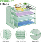 Marbrasse Desk Organizer and Accessories，4-Tier Paper Letter Tray Organizer - Image 4