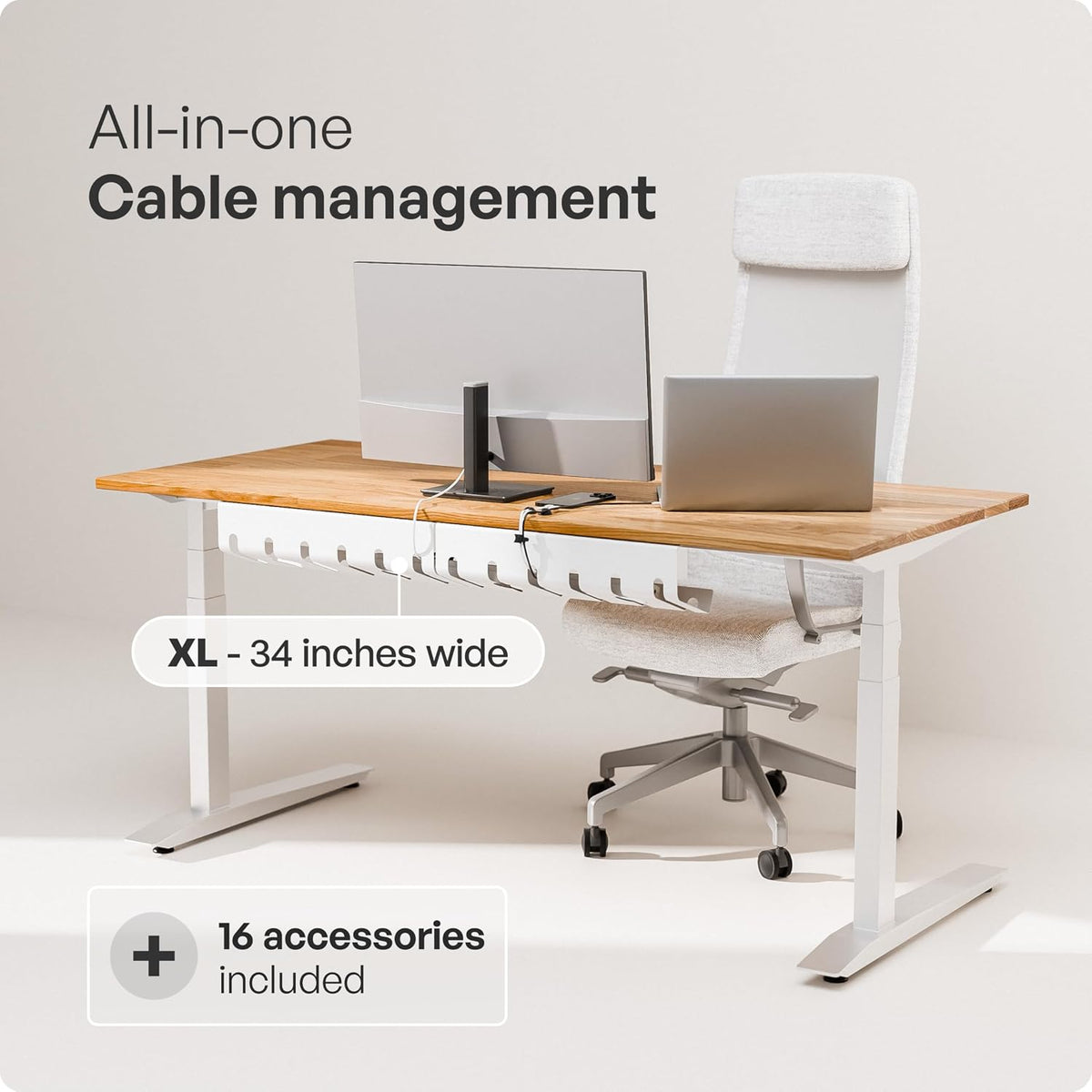 PAMO Cable Management Under Desk, Set of 2 - White