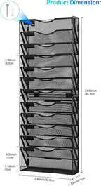 Solinxe 12-Tier Wall File Organizer, Mesh Mail Organizer Wall Mounted Paper - Image 4