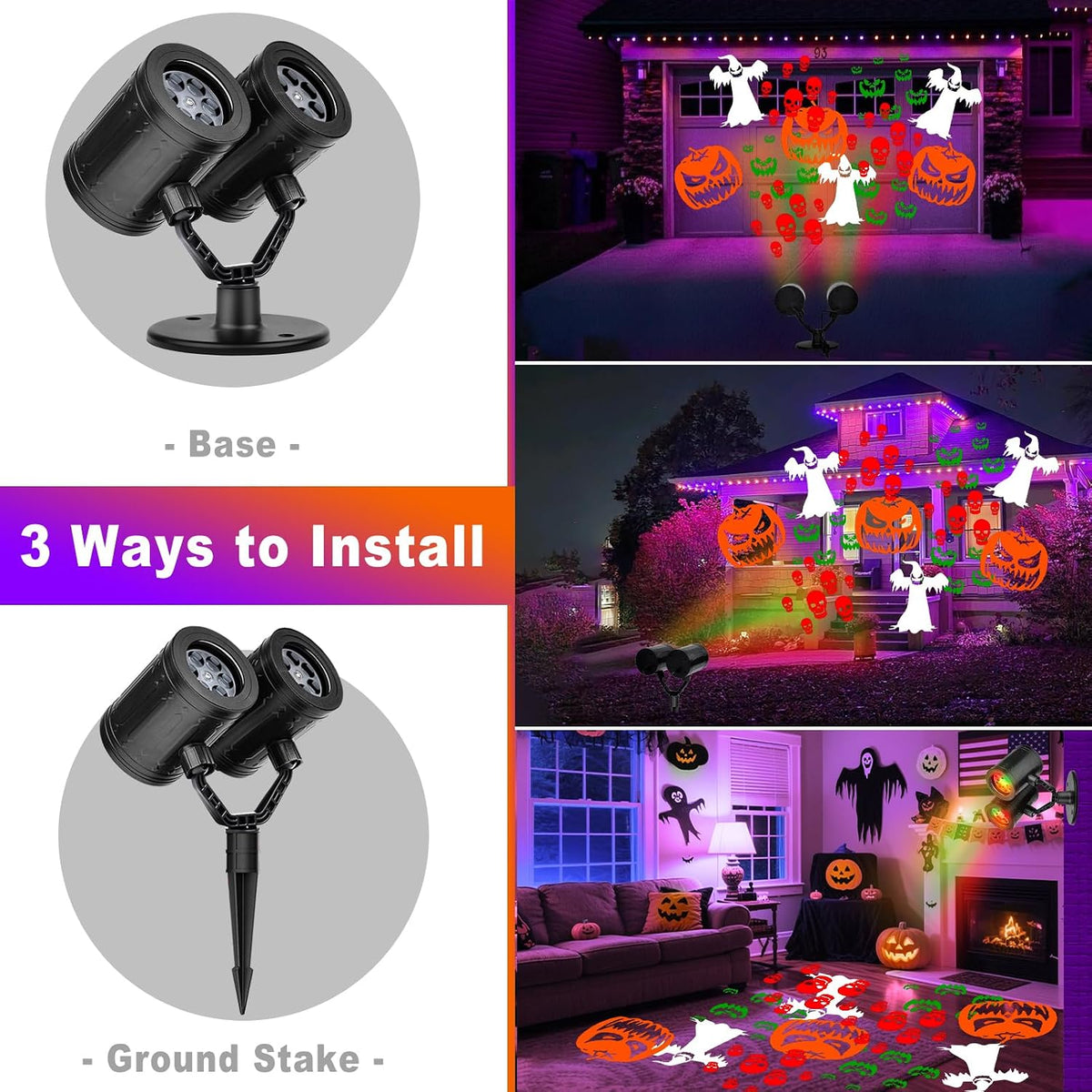 Halloween Projector Lights, Double Head Dynamic Halloween Projector Outdoor