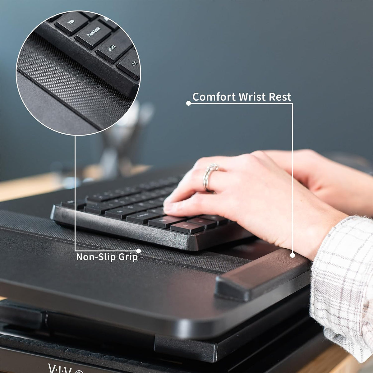 VIVO Black 30 inch Tilting Keyboard Height Adjustable Riser, Desk-TKR1