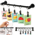 ULIBERMAGNET Magnetic Classroom Whiteboard Bar, Flip Calendar Holder with 5 Hanging Rings & 5 Clips, Magnetic Adjustable Length Anchor Chart Rack for Whiteboard, Office, Classroom, Lesson Plans
