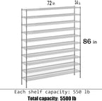 Regal Altair 14" Deep x 72" Wide x 86" Height Wire Shelving Kit | 10-Tier | NSF - Image 3