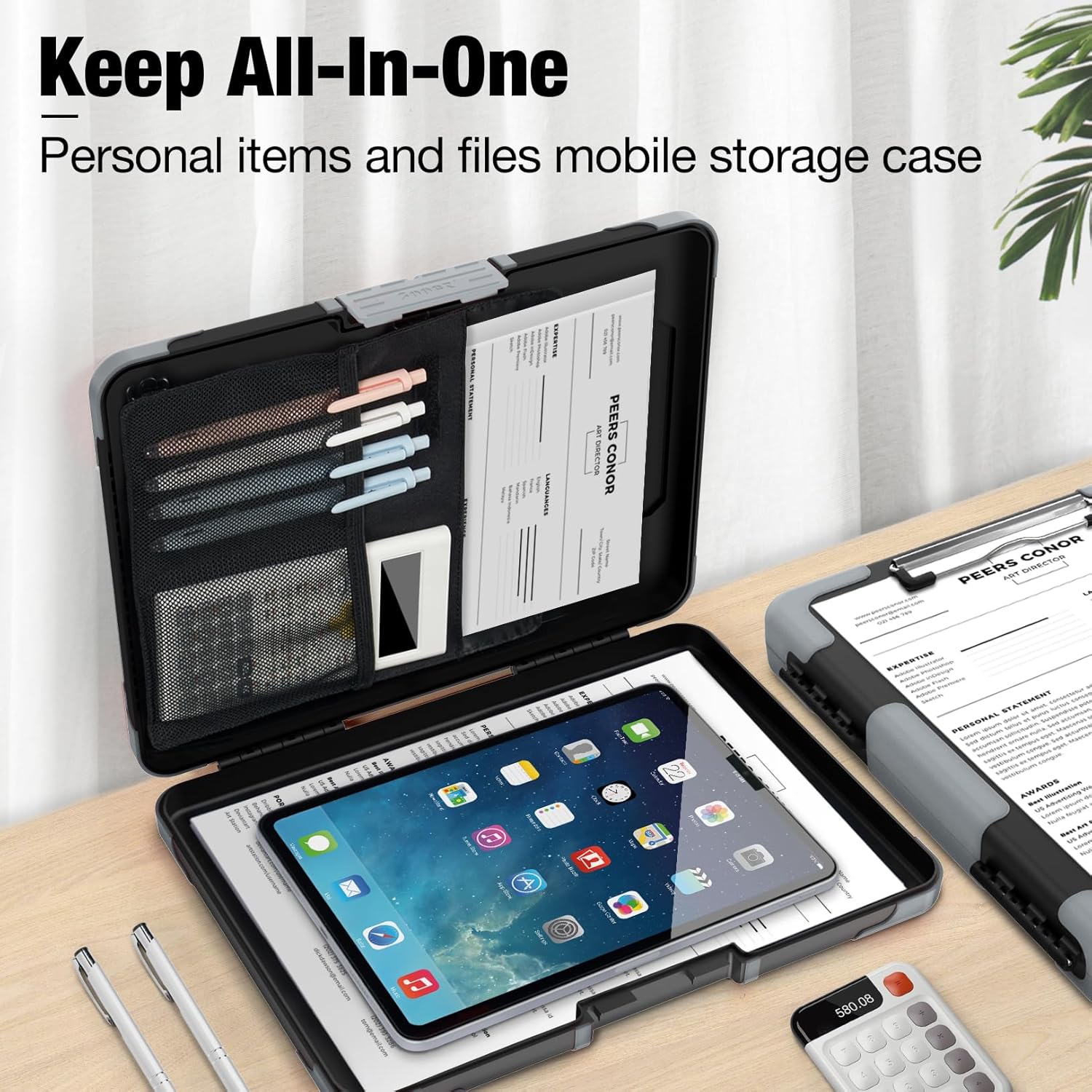 Sooez Toughest Clipboard with Storage, Clip Boards 8.5x11 with Pen Pouch | Rubber Corner, Heavy Duty, Extra Nylon Pouch, High Capacity, Organization Box Case for Contractor Trucker Driver, Letter Size