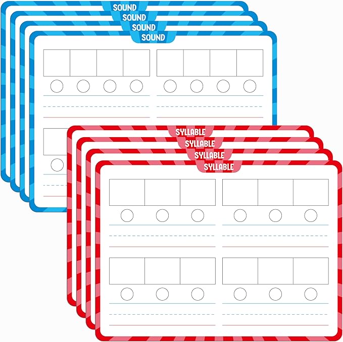 8 Packs Phonemic Awareness Dry Erase Board, Double Sided Dry Erase Board by SpriteGru