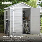 patiowell 6x4 ft resin outdoor storage shed with on a desk or shelf