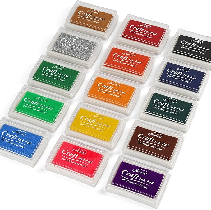 NIUBIER 15 Colors Craft Ink Pads, Washable Finger Stamp Pad by NIUBIER