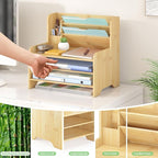 Wisuce Essentials Bamboo Desk Organizer Mail Holder Countertop Letter Tray File - Image 7