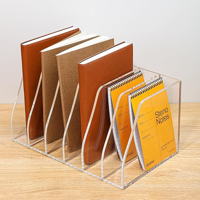AIDIMOO Acrylic Magazine File Holder, 6 Vertical Compartments Desk Document by Unknown