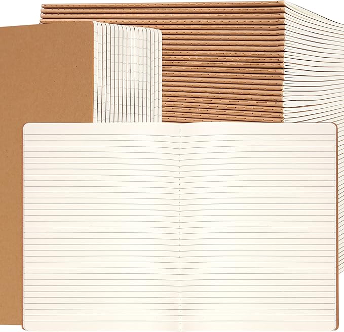 Labkiss 30 Pack Large B5 College Ruled Notebook & Journal Bulk, Kraft Cover by Labkiss