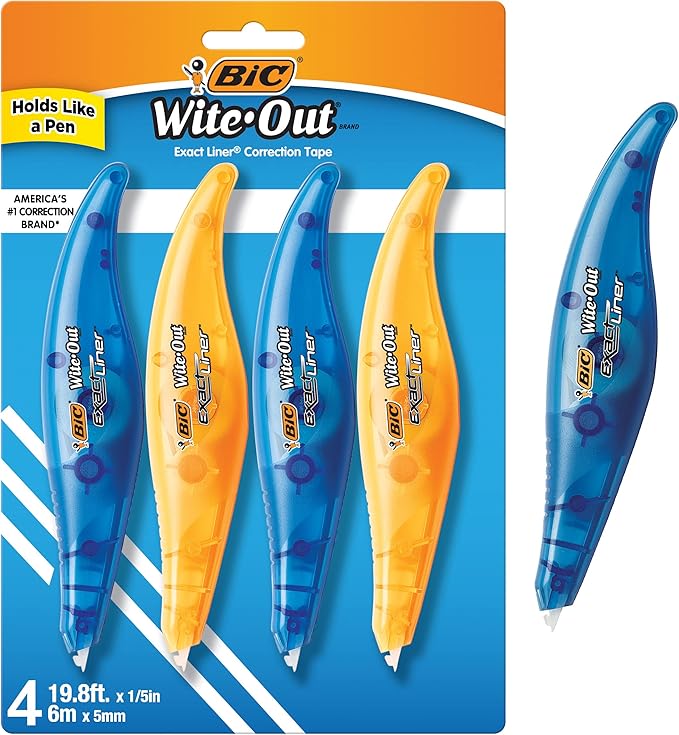 BIC Wite-Out Brand Exact Liner Correction Tape, 19.8 Feet, 4-Count Pack of by BIC