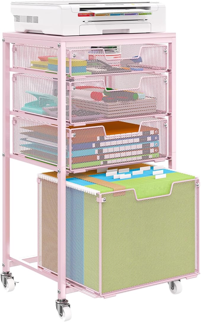 Sbanmao 4 Drawer Rolling File Cart Under Desk Storage, File Cabinets by shengbaomaoyi