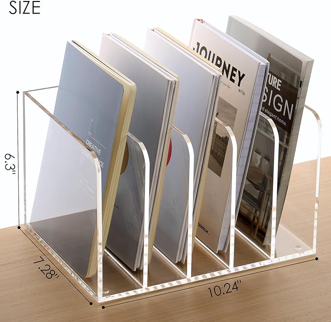 SANRUI Acrylic File Organizer, Desktop Bookshelf - Image 2