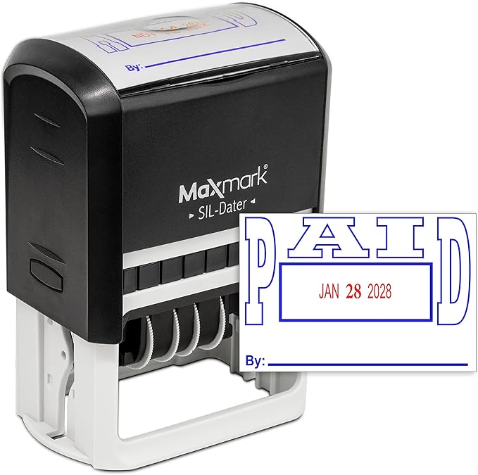 MaxMark Large Self-Inking Rubber Date Office Stamp by Maxmark