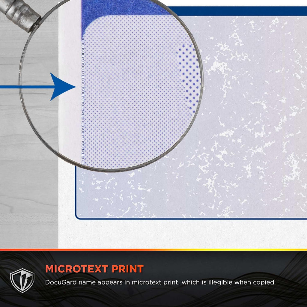docugard blue/red premier prismatic top high security check showing dimensions