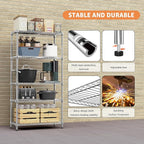 MZG 1750 lbs 5 Tier Storage Rack Metal Wire Shelving Unit, Storage Standing - Image 7