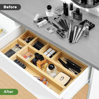 Bamboo Drawer Organizer Set, Junk Drawer Divider and Storage Trays Containers - Image 4