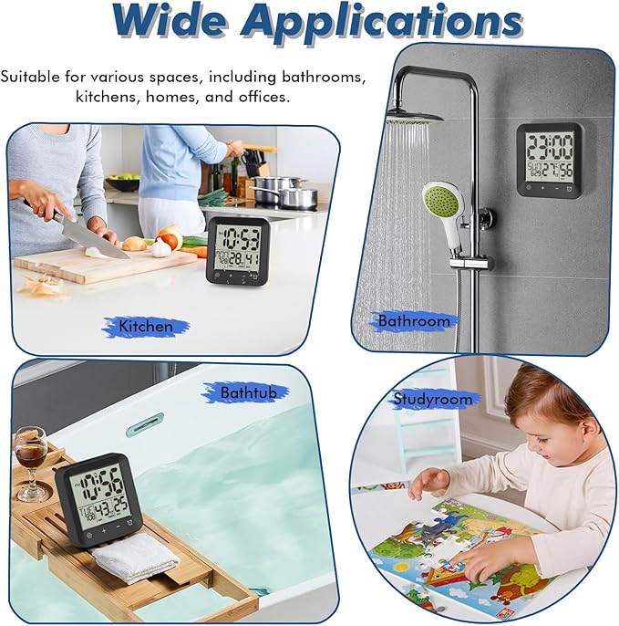 Wisoee Waterproof Shower Clock Timer, Bathroom Clock - Image 8