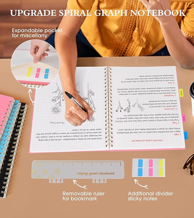 Graph Paper Notebook, Spiral Notebook Journal 8.5” x 11”, A4 Large Grid - Image 5