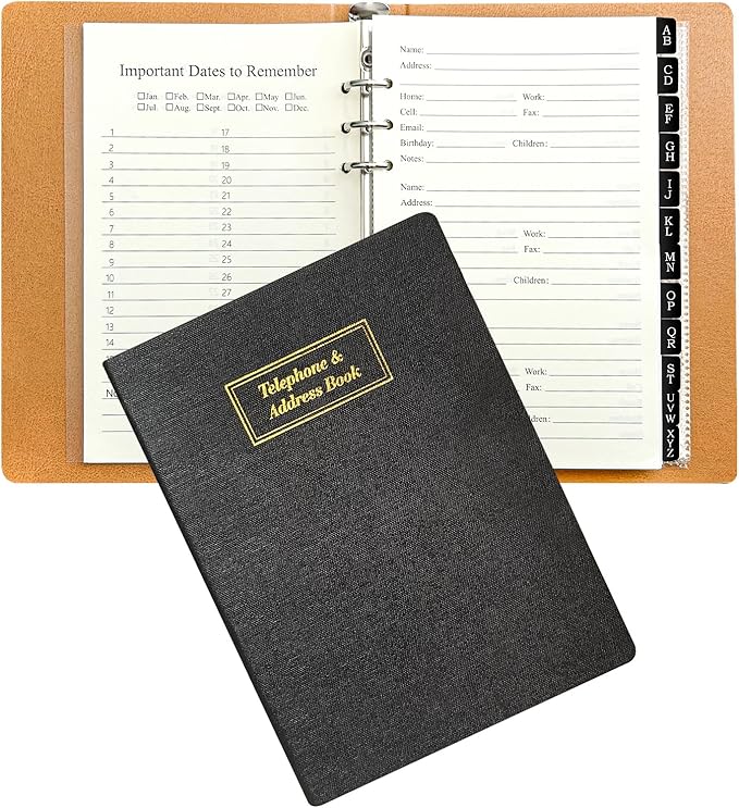 Refillable Address Book with Alphabetical Tabs, 648 Large Print Telephone by Happyaokeland