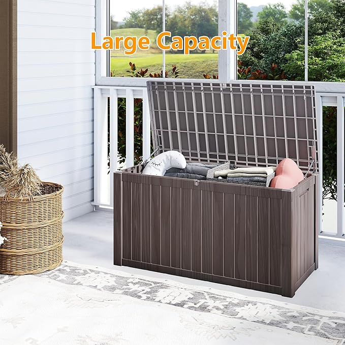 Yardgrace 180 Gallon Outdoor Storage Box Waterproof, Resin Deck Boxes - Image 5