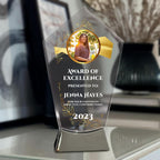 9 1/4" Personalized Award Glass Plaque, Personalized as Awards and Trophies, Glass Awards Plaques as Retirement and Employee of the Month Plaque, Appreciation and Leadership Gifts Designs (Design 6)