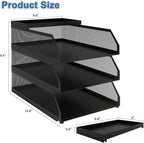 Natwind 3-Tier Desk Organizer, Desk Accessories, Stackable Paper Tray, Metal - Image 2