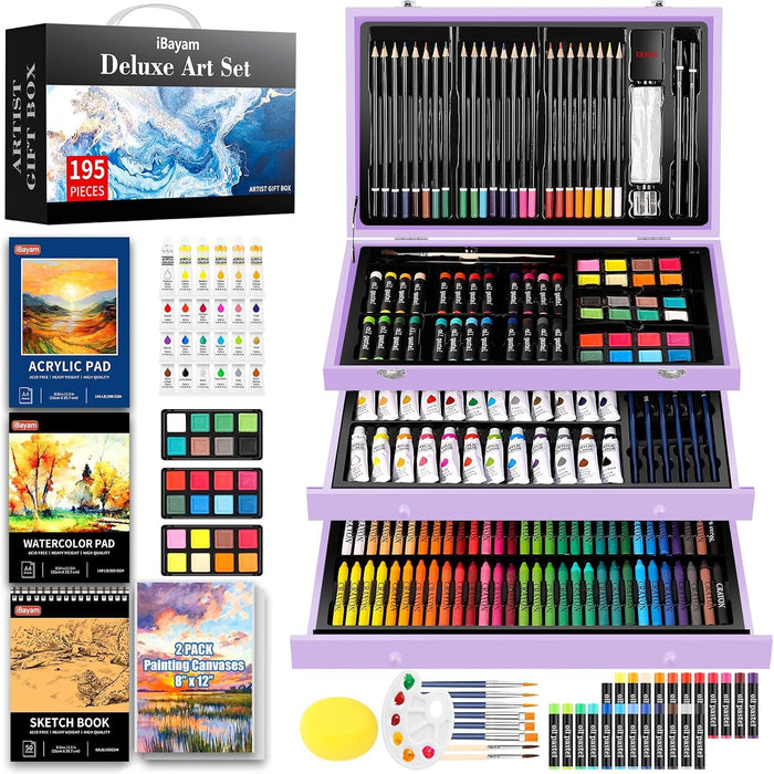 iBayam Art Supplies,195 Pack Deluxe Art Set Drawing Painting Supplies Kits