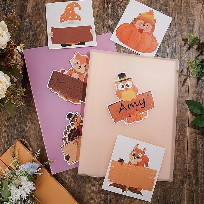 Henoyso 108 Pcs Fall Thanksgiving Themed Name Tags Labels Autumn Classroom - Image 7