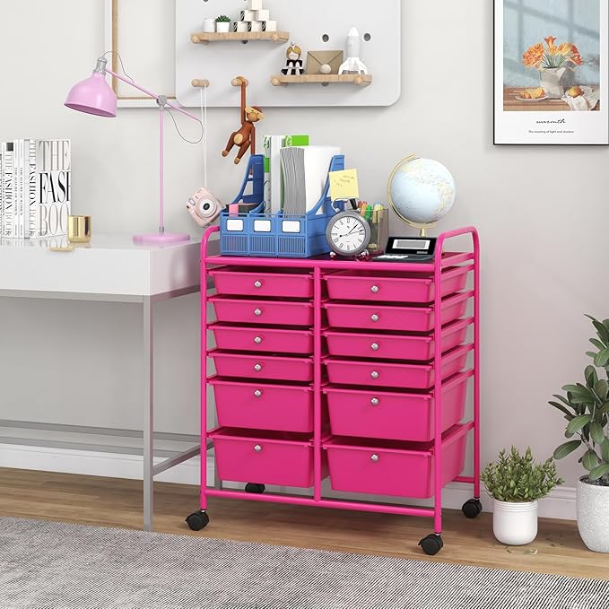 Giantex 12 Drawer Rolling Storage Cart Tools Scrapbook Paper Office School - Image 2