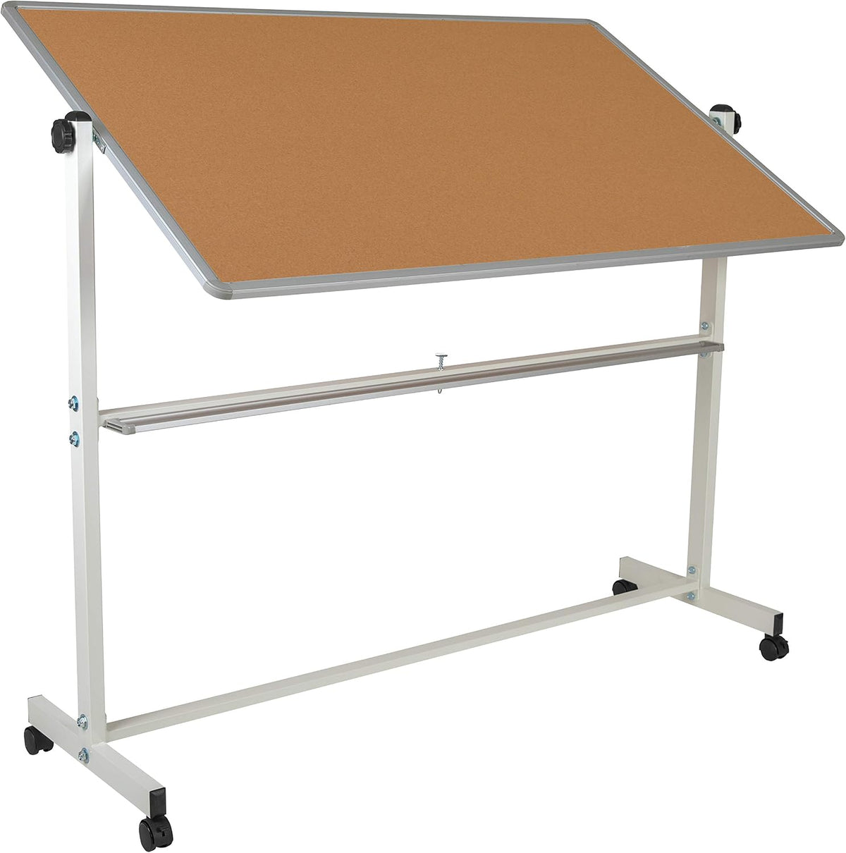 EMMA + OLIVER Reversible 64.25x64.75 Mobile Cork and Whiteboard