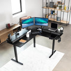VIVO Electric 2-Tier Corner L-Shaped 63 x 55 inch Standing Desk, Height - Image 7