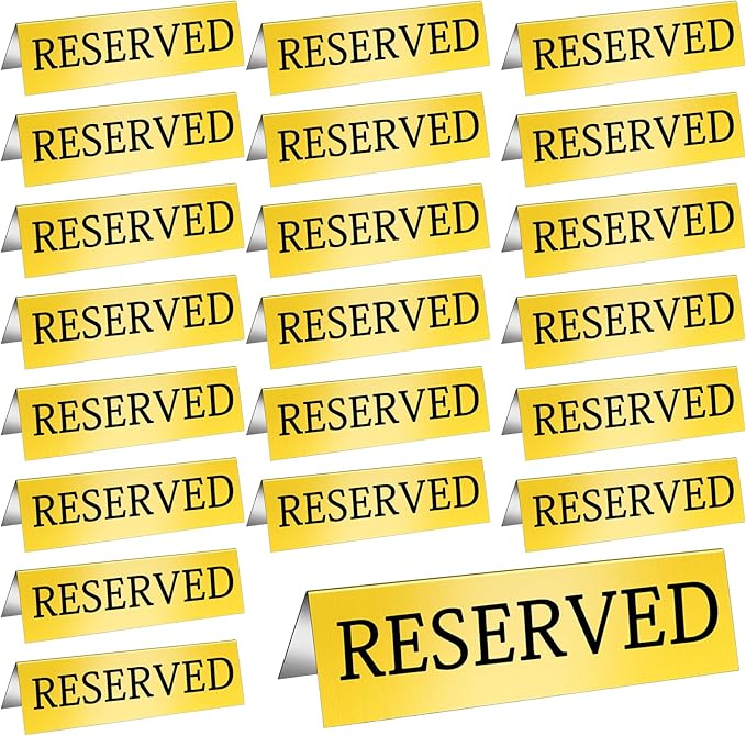 Aemygo 24 Pcs Metal Reserved Table Signs, Double Sided Tent Guest Reservation by Aemygo
