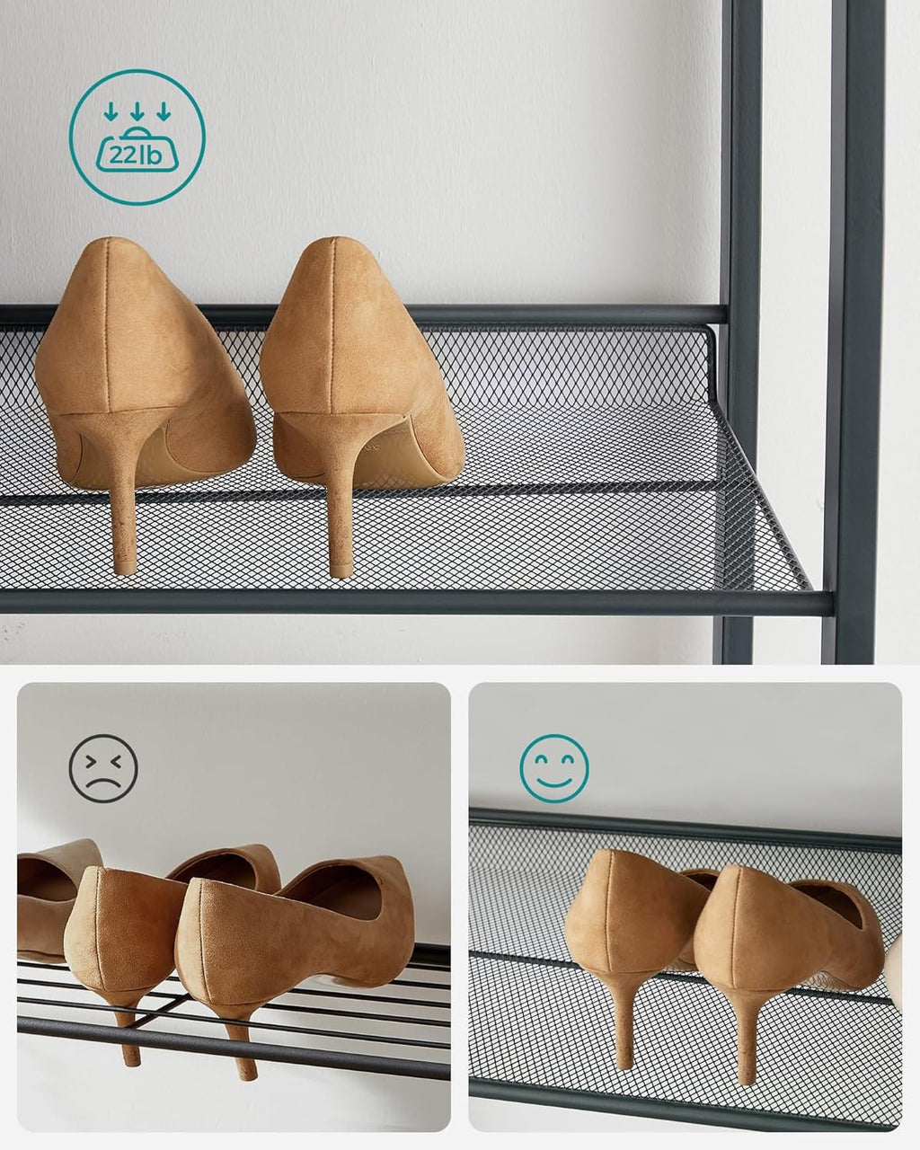 songmics shoe rack, 12-tier shoe organizer, metal shoe, view 9
