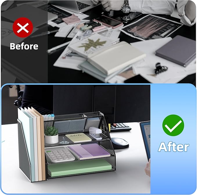 Docnest 3 Tier Metal Mesh Desk Organizer - Image 3