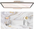 QIYI White Mouse Pad, Cute Marble Large Desk Mat, PU Leather Desk Protector by QIYI