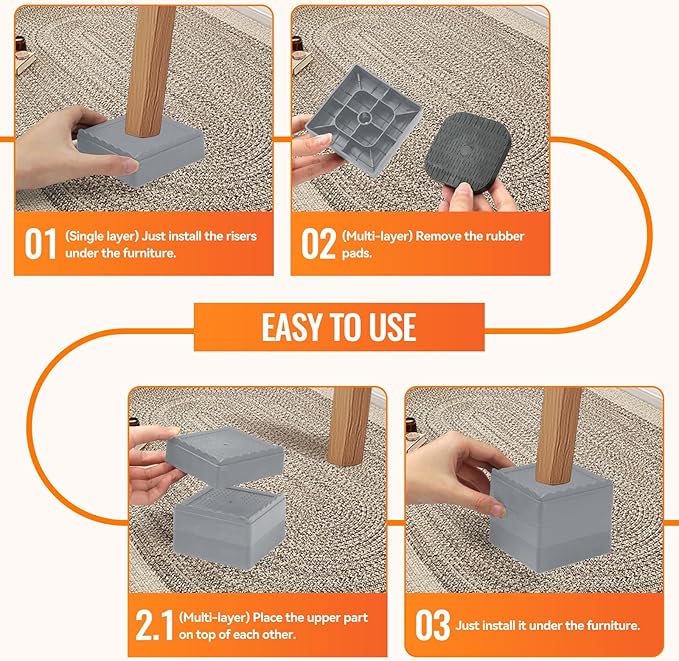 shouwuhho Furniture Risers, 4 Pack Bed Risers - Image 7
