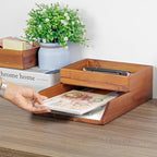 Demigo Desk Organizer Letter Tray Set of 2, Acacia Wood Tabletop Desktop - Image 8