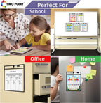 Magnetic Dry Erase Pockets by Two Point (30-Pack) - Portrait - Black Dry Erase Pocket Sleeves, Job Shop Ticket Holders, Clear Paper Sleeves Protector, Magnetic Pouch